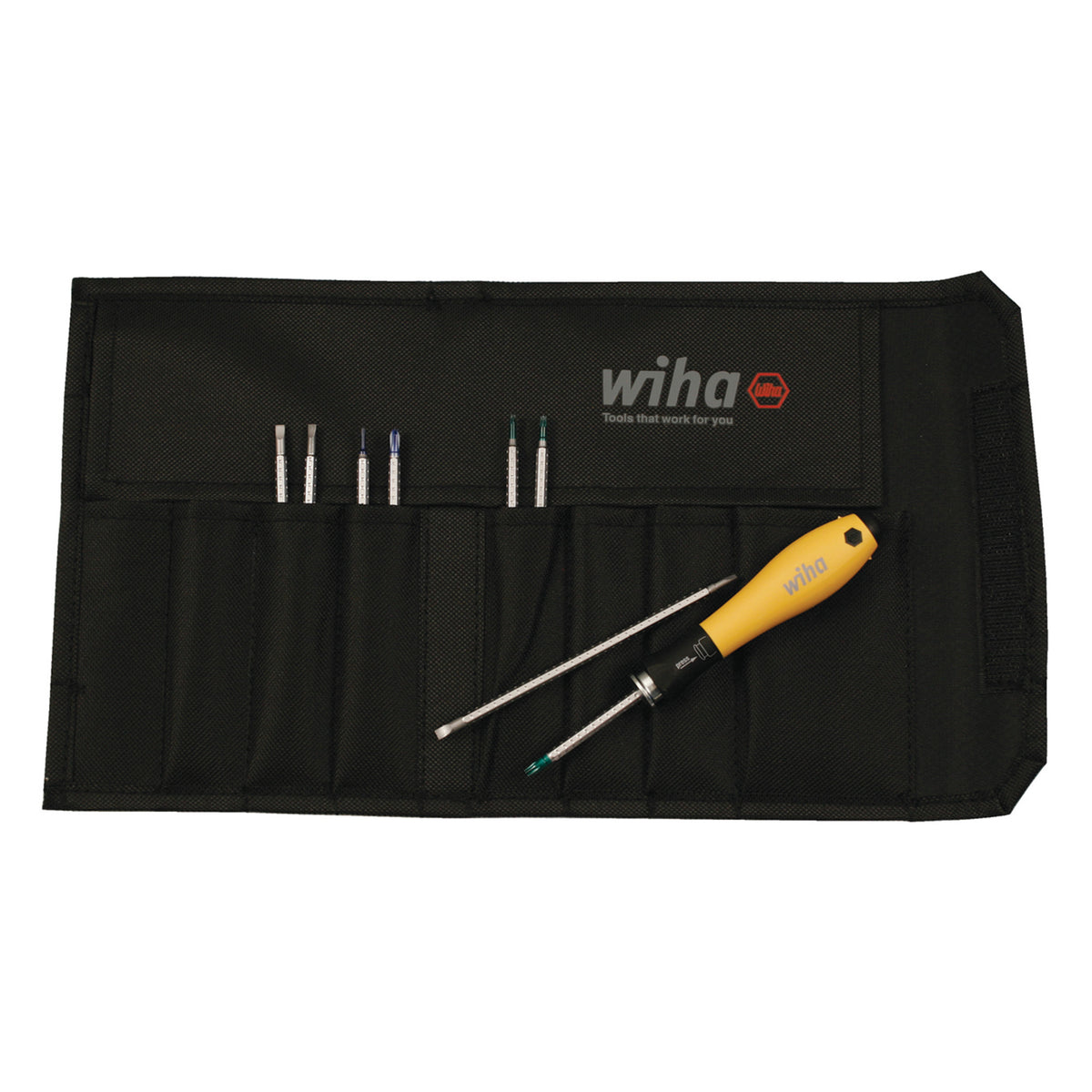 Wiha 26994 9 Piece ESD Safe Drive-loc VI Blade Set with Canvas Pouch