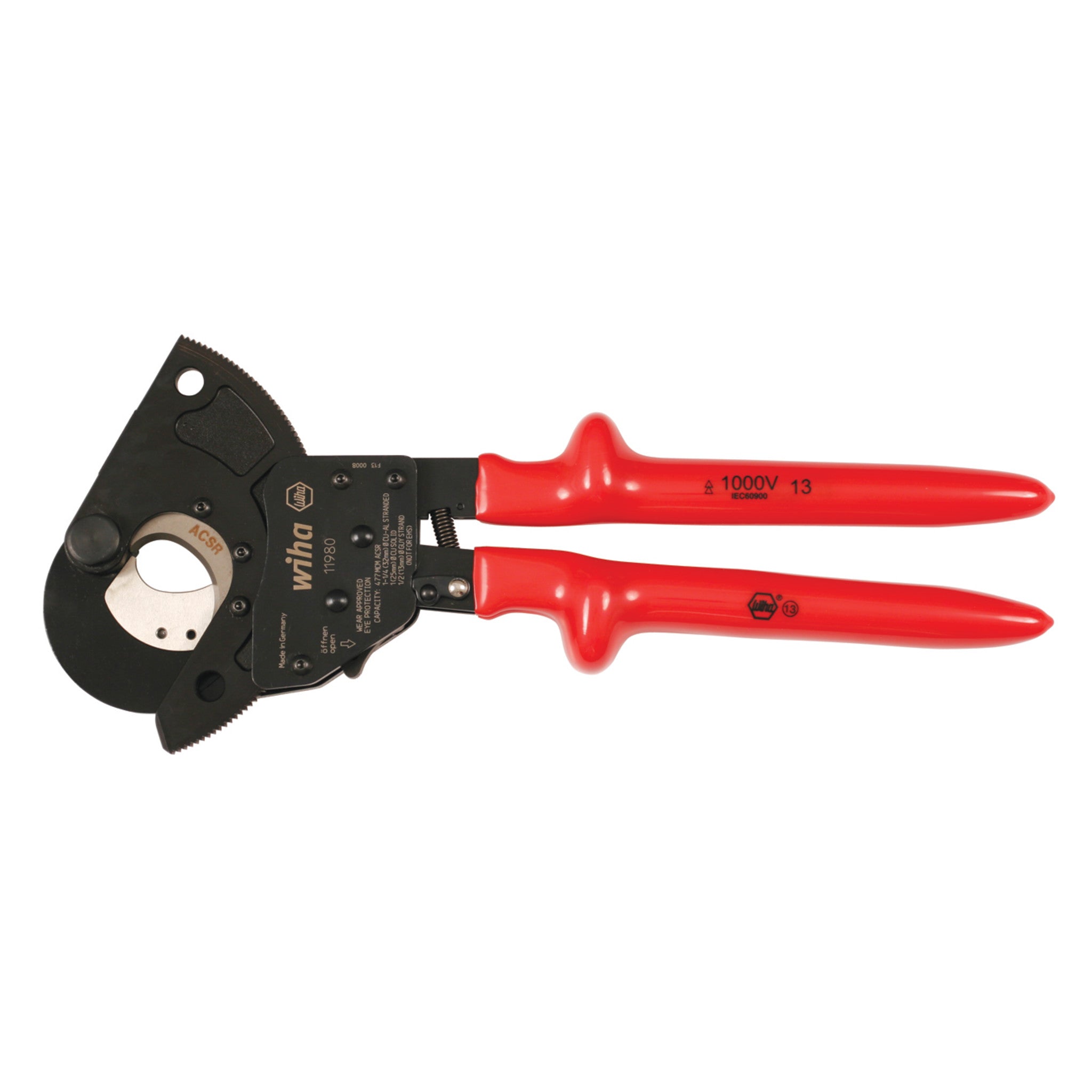 Wiha 11980 Insulated ACSR Ratcheting Cable Cutters Made in Germany