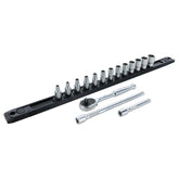 Wiha 33391 16 Piece Professional Socket and Ratchet Set with 3 and 6 Inch Extension Bars - Metric
