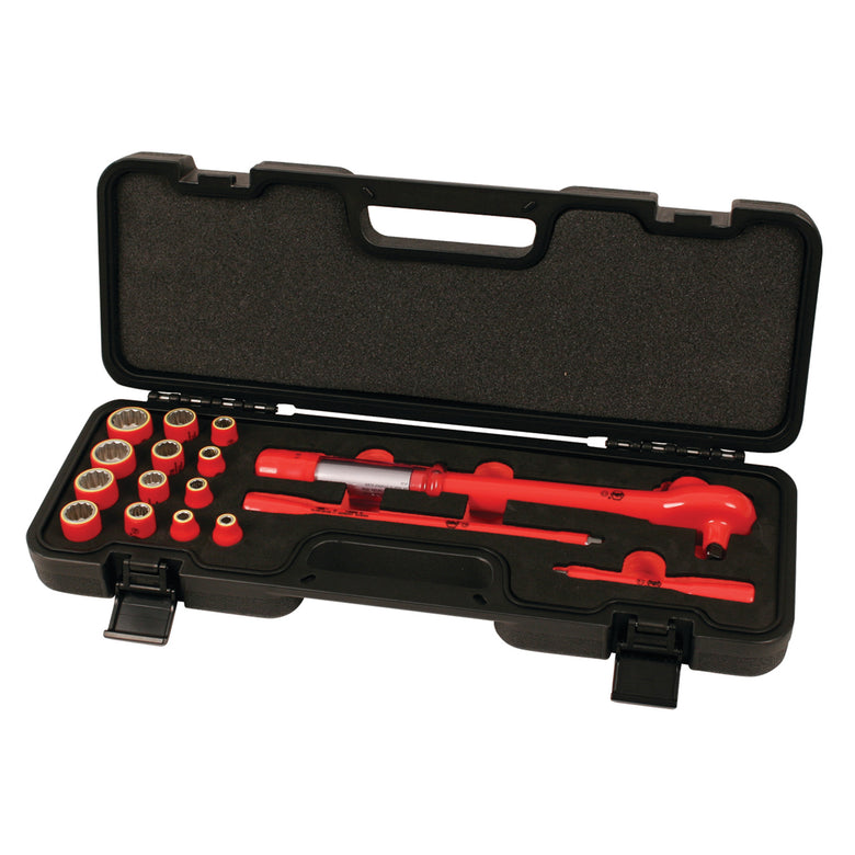 16 Piece Insulated 3/8" Drive Torque 12 Point Socket Set - SAE