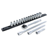 Wiha 33790 17 Piece Professional Socket Set -12 Point - 3/8" Drive - SAE