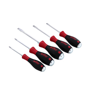 Wiha 53090 5 Piece SoftFinish X Heavy Duty Slotted and Phillips Screwdriver Set