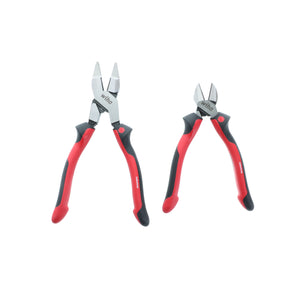 2 Piece Industrial SoftGrip NE Style Lineman's Pliers and Diagonal Cutter Set