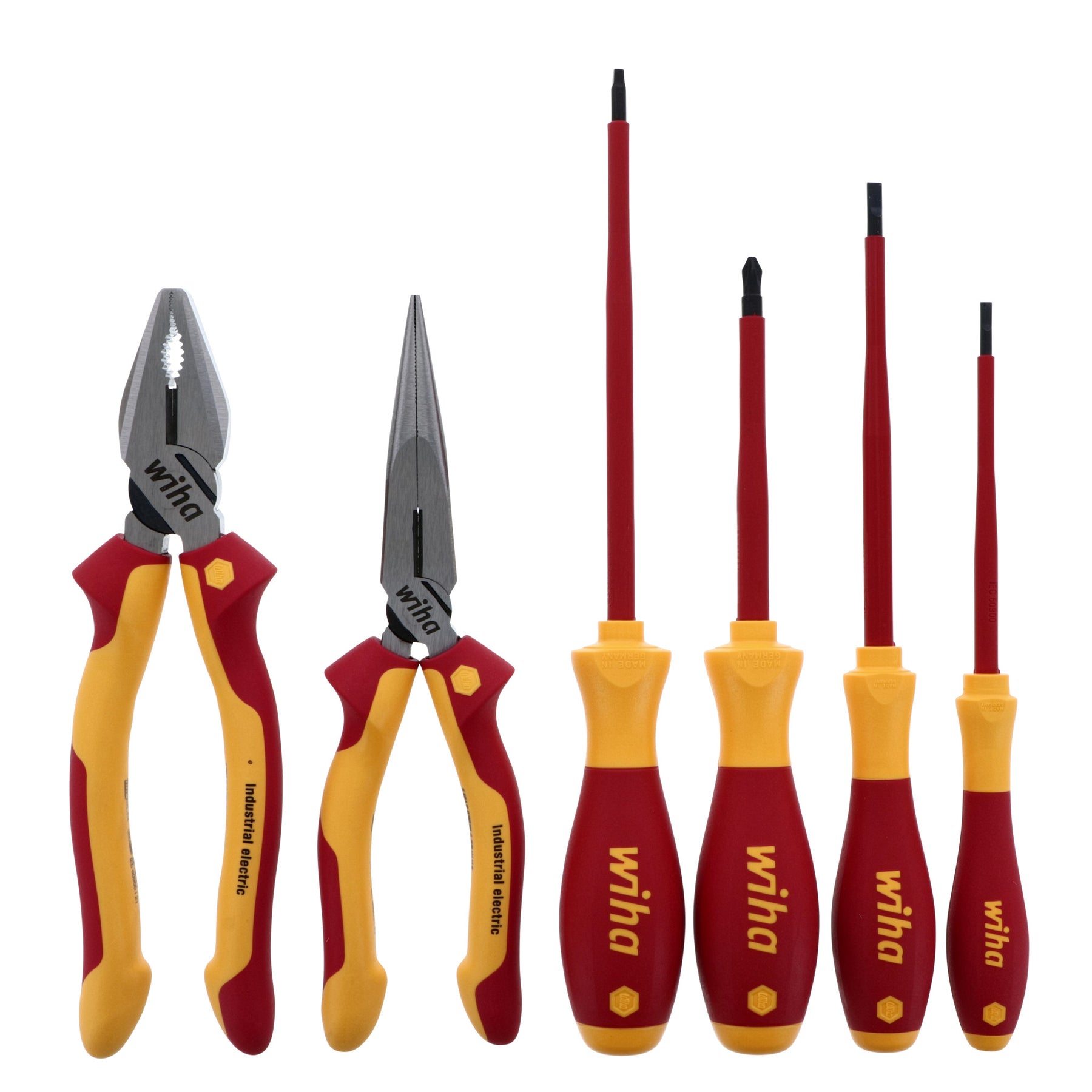 Wiha 32984 6 Piece Insulated Industrial Pliers and Screwdriver Set