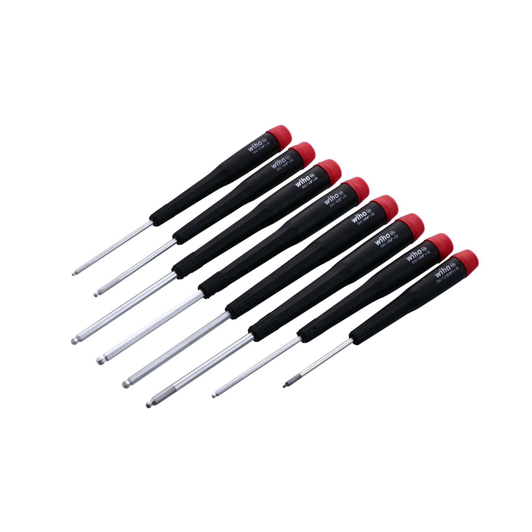 8 Piece Precision Ball End Hex Imperial Screwdriver Set - Inch