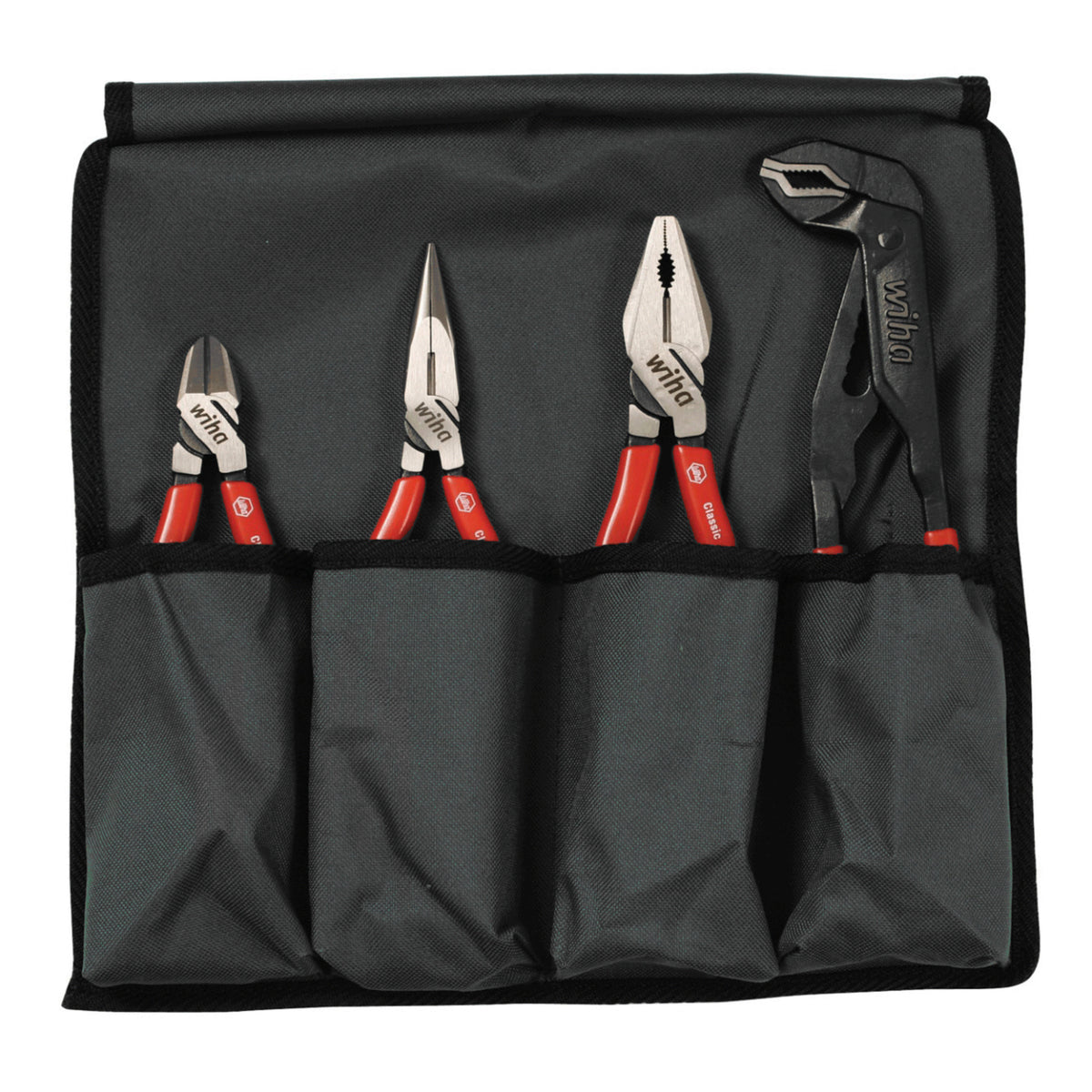 Wiha 32601 4 Piece Classic Grip Pliers and Cutters Set with Canvas Pouch