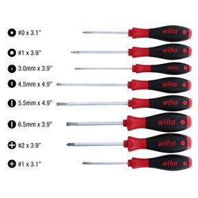 Wiha 30289 8 Piece SoftFinish Slotted and Phillips and Square Screwdriver Set