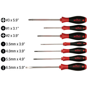 Wiha 30278 7 Piece SoftFinish Slotted and Phillips Screwdriver Set