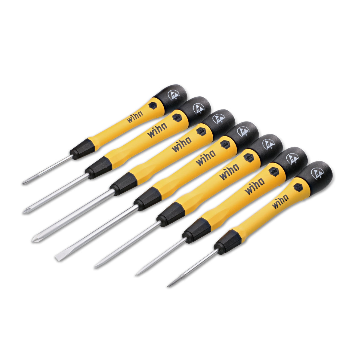 Wiha 27392 7 Piece ESD Safe Picofinish Precision Slotted and Phillps Screwdriver Set