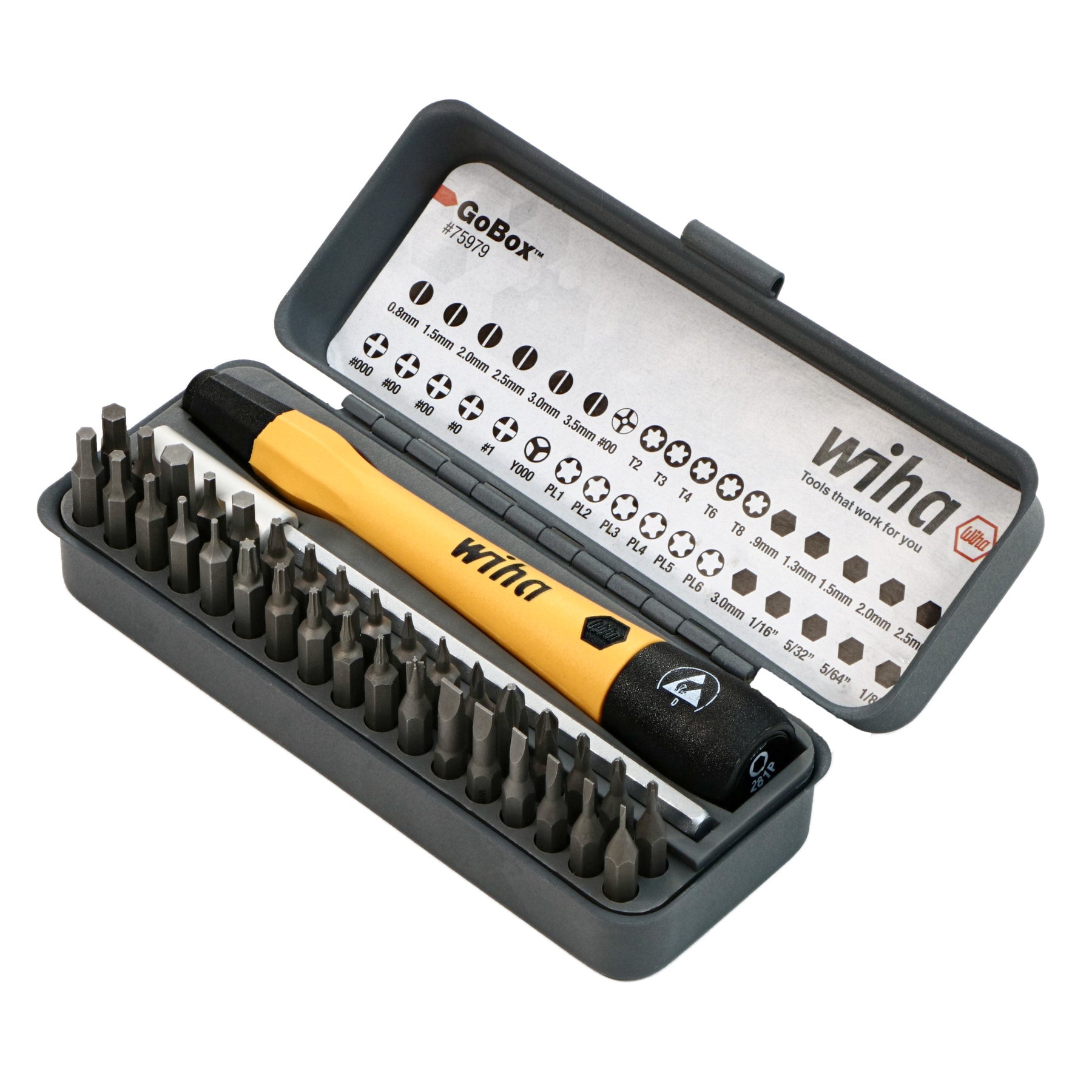 Wiha 75979 Electronics ESD Precision Micro Bit Set 36