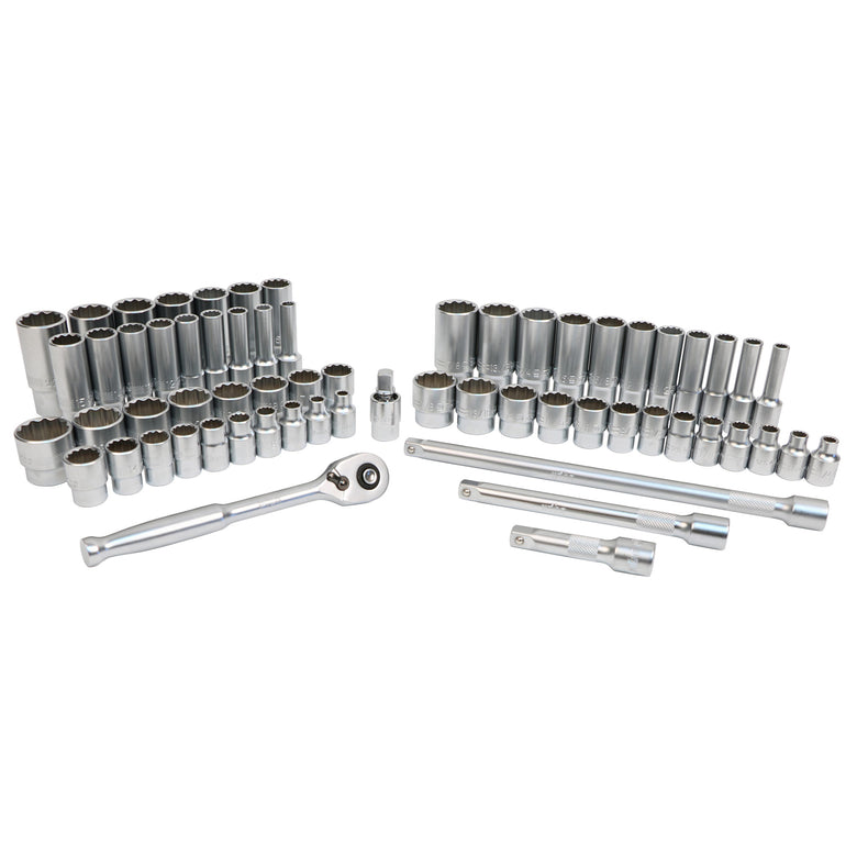 63-Piece 3/8” Drive MM and SAE Socket Set