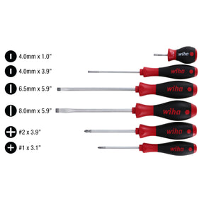 Wiha 30294 6 Piece SoftFinish Slotted and Phillips Screwdriver Set