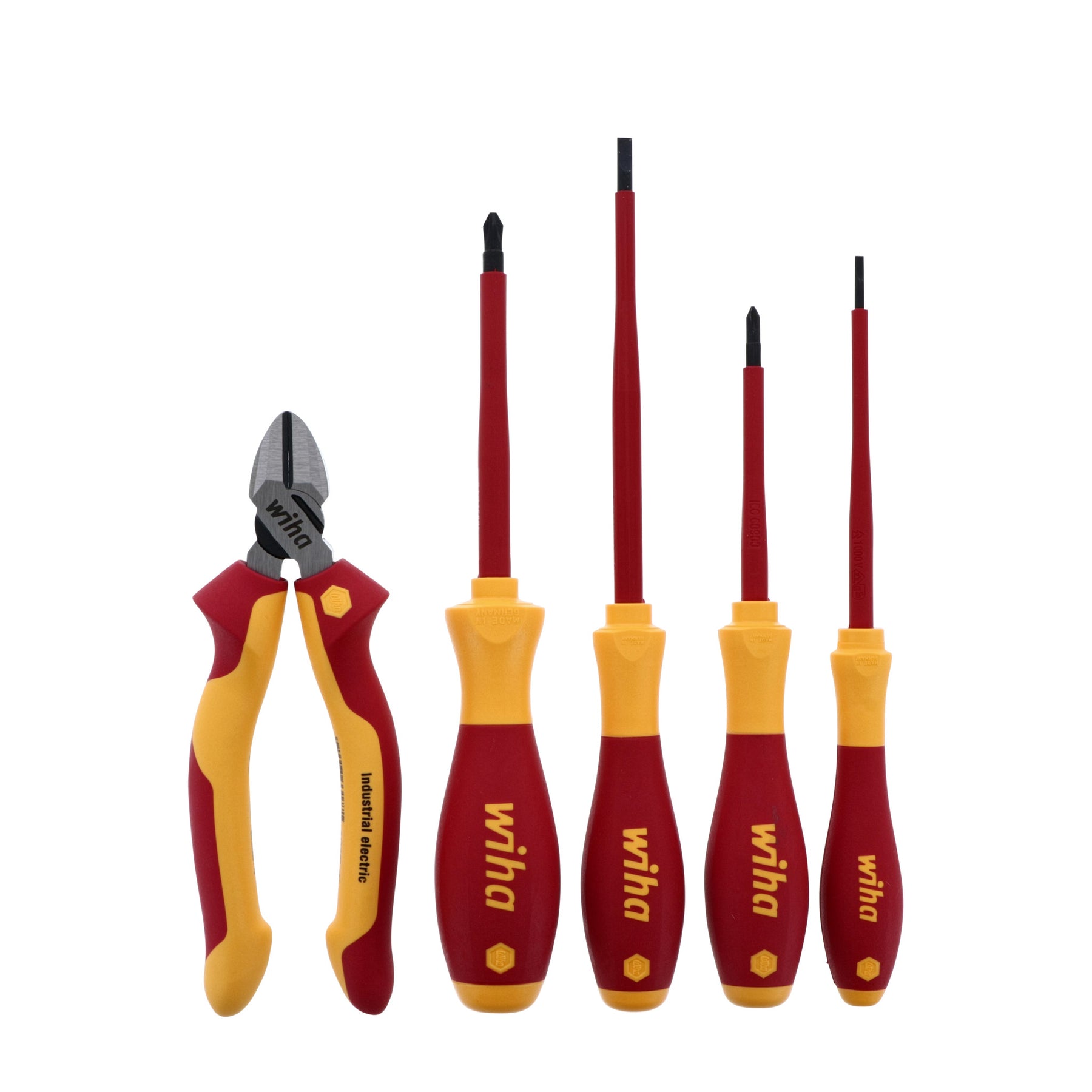 Wiha 32983 5 Piece Insulated Industrial Cutters and Screwdriver Set