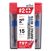 Wiha 70242 TerminatorBlue Impact Bit Phillips #2 - 2 Inch - 15 Pack