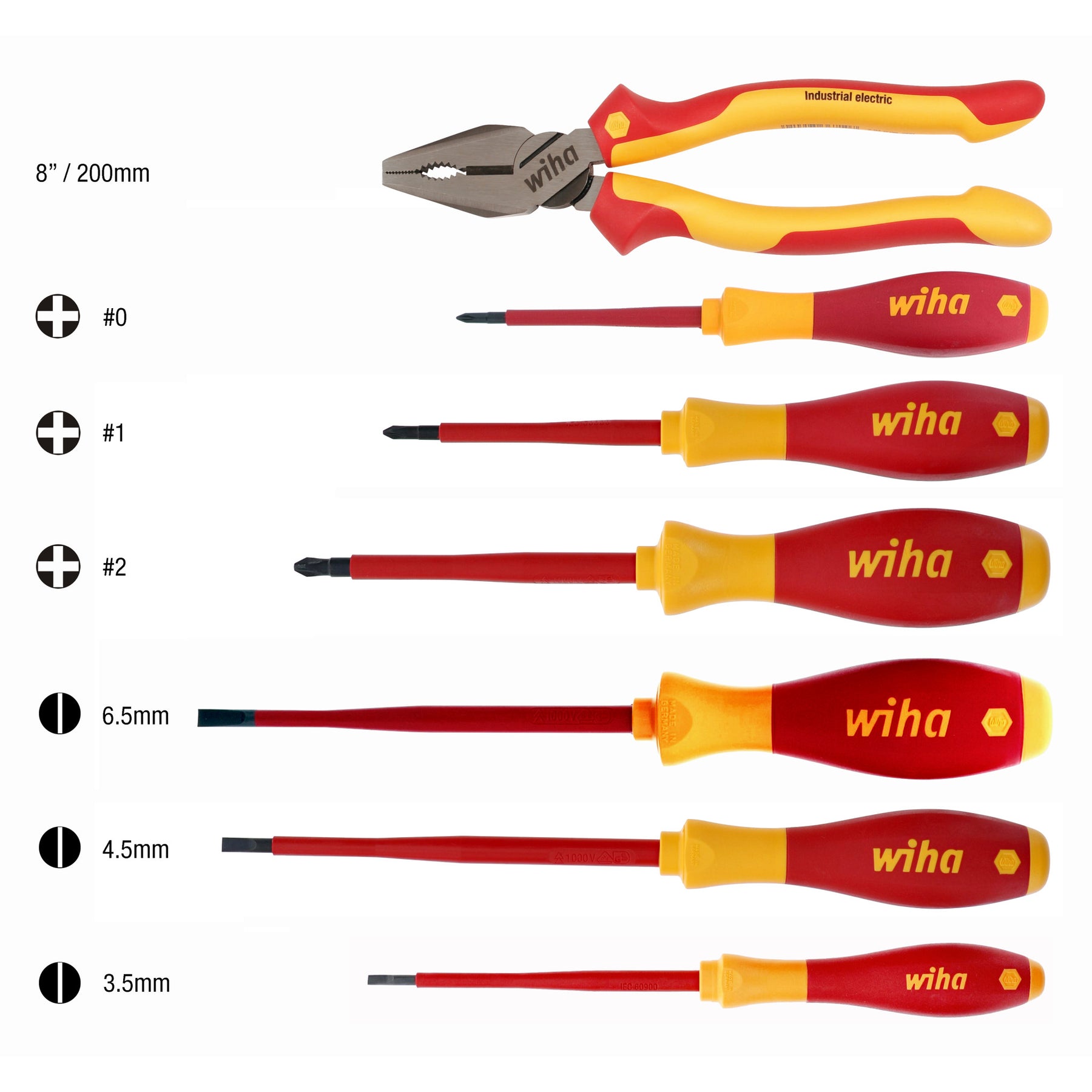 Wiha 32858 7 Piece Insulated Lineman's Pliers and Screwdriver Set